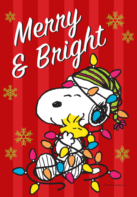 PEANUTSĀ® Merry & Bright Snoopy And Woodstock Garden Flag ( 3 items per case )