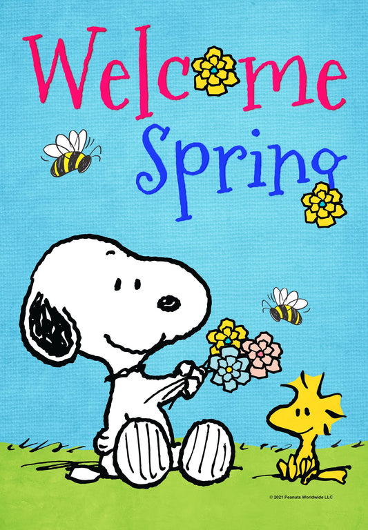 PEANUTSĀ® Welcome Spring Snoopy & Woodstock House Flag ( 1 item per case )